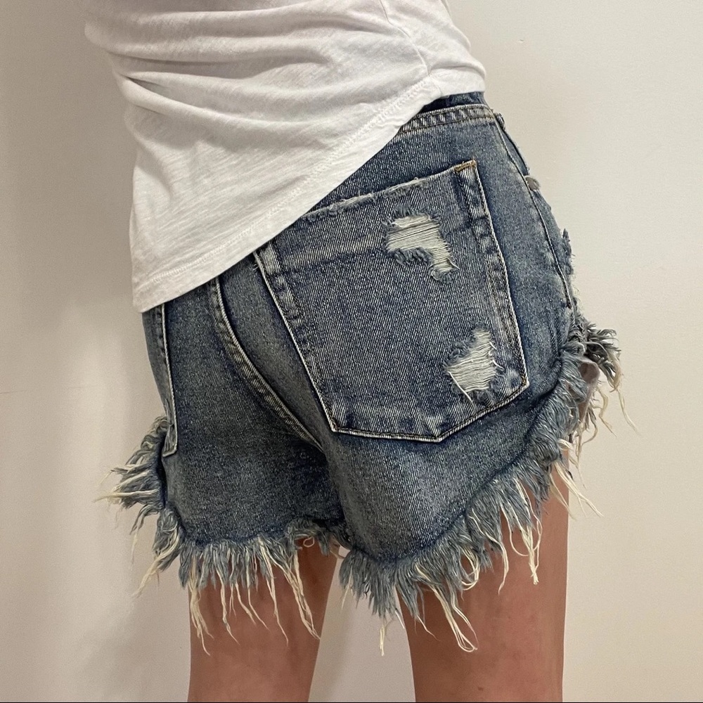 La Jolla Distressed Dark Wash Denim Frayed Shorts